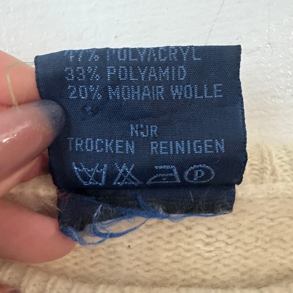 Vtg 80s Mohair Wool Icicle Knit Sweater Turquoise Ice Cream Maximalist Large Fun - Picture 7 of 11